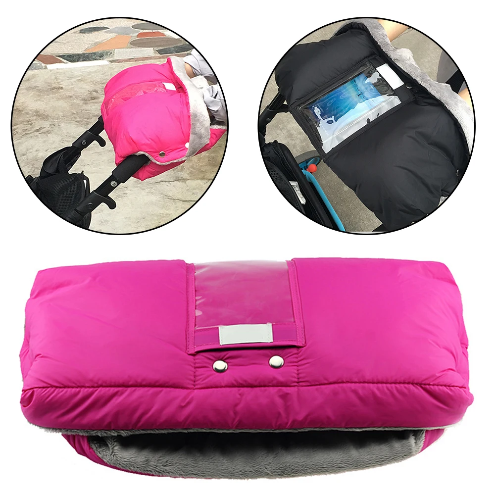 Thicken Warm Baby Winter Stroller Gloves Hand Muff Accessories Pram Fur Fleece Cover Mittens & Phone Pocket | Мать и ребенок
