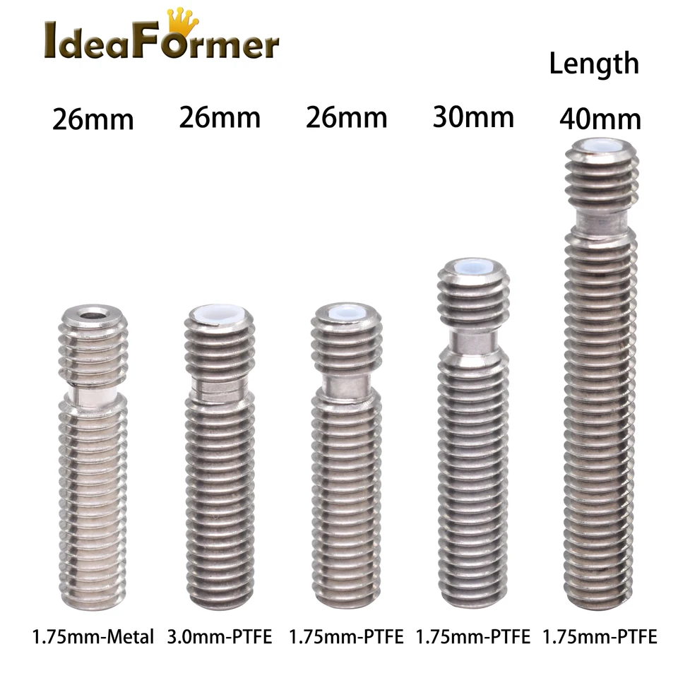 D¨¹senhals 5 St¨¹ck Edelstahl M6 D¨¹senhals PTFE-Schlauch Mithelfer f¨¹r  3D-Drucker MK8 Extruder 1,75 mm(M6*40mm)