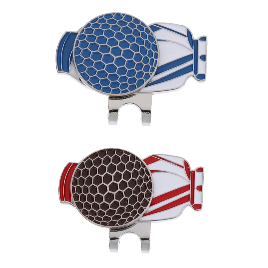Magnetic Hat Clip with Golf Ball Marker, Set of 2, Funny Golf Bag Pattern