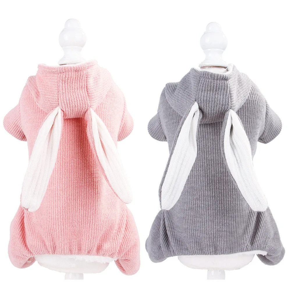 

Pet Dog Clothing Winter Bottoming Rabbit Ears Hooded Clothes Pet Cat Sweater Coat dog clothes pet products 2019 Dropshipping
