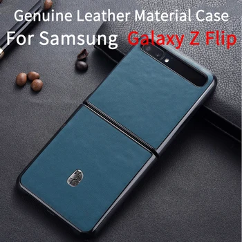 

Genuine Leather Samsung Galaxy Z Flip Case SM-F700F Case 2020 Protection Cover Samsung Galaxy Z Flip Shell Shockproof Cover