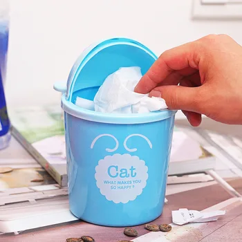 

Creative Mini Desktop Trash Bin Cartoon Animal Desk with Cap Small Trash Can Living Room Sundries Storage Cleaning Bucket