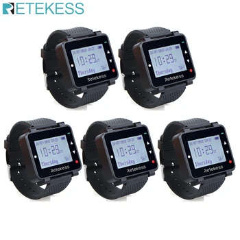 

5pcs Retekess T128 Watch Receiver Waiter Call 433.92MHz Restaurant Pager for Wireless Waiter Call System Cafe Office Customer