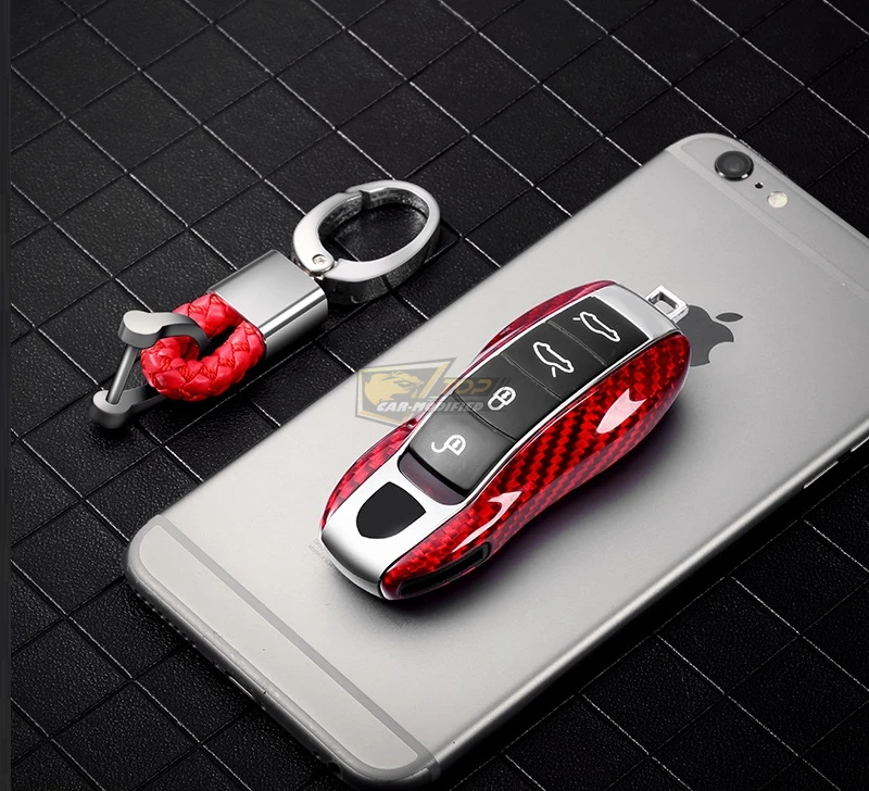 06-Free shipping 100% Real Pure DRY Carbon Fiber Car Key Case Cover Shell For Porsche Panamera  Macan  Cayenne718911
