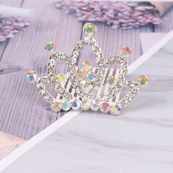 

Crowns Princess Kids Artificial Diamonds Hair Ornaments Girls Hair Comb Hair Accessories (White)