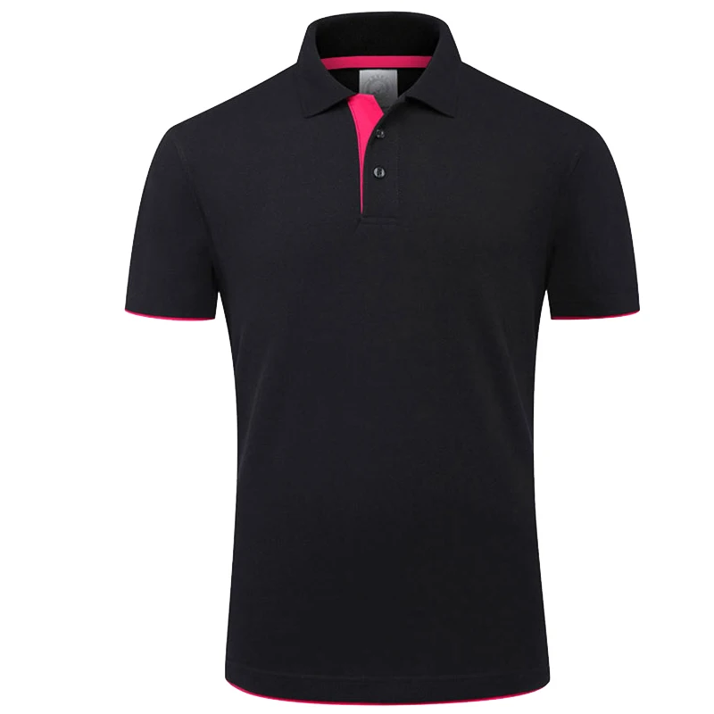 Мужские рубашки поло, повседневные однотонные тонкие дышащие рубашки с коротким рукавом, красивые летние мужские рубашки для гольфа, тенниса, мужские рубашки поло, мужские топы 3XL - Цвет: black red