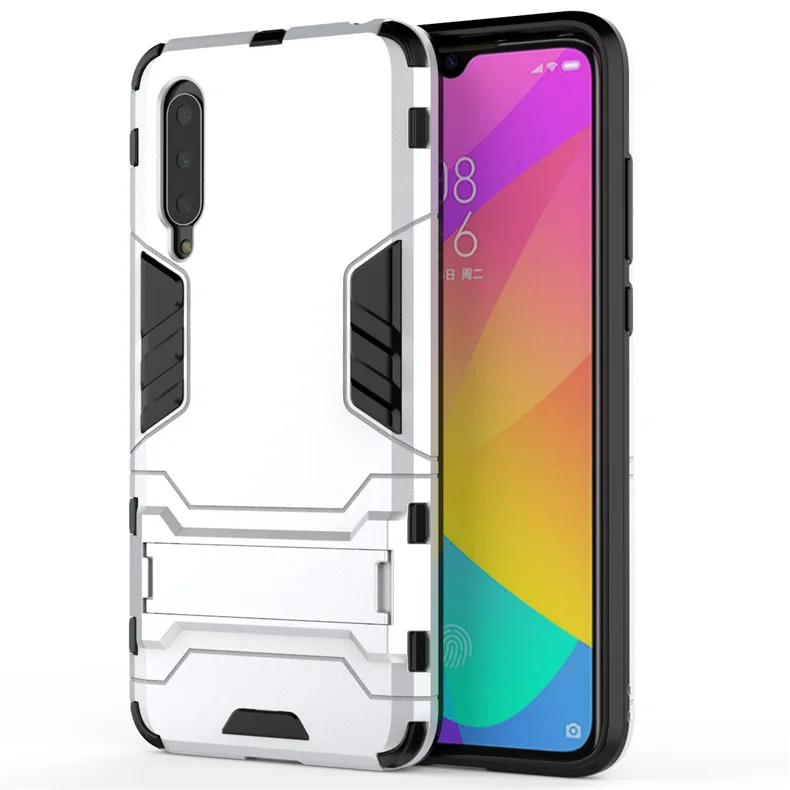 Чехол для Xiaomi Mi 9 Lite, резиновый силиконовый чехол-Броня с роботом, Жесткий Чехол для задней панели телефона из поликарбоната для Xiaomi Mi 9 Lite, чехол для телефона - Цвет: Серебристый