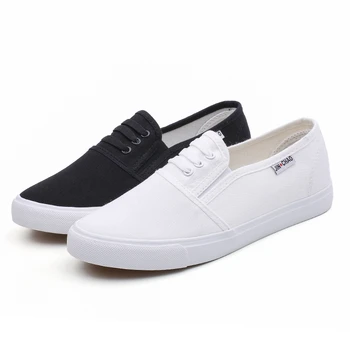 

Vulcanize Canvas Woman Shoes Flats Casual White Sneakers Elastic Footwear Breathable Female Shoes Women's Tenis Trainers Summer