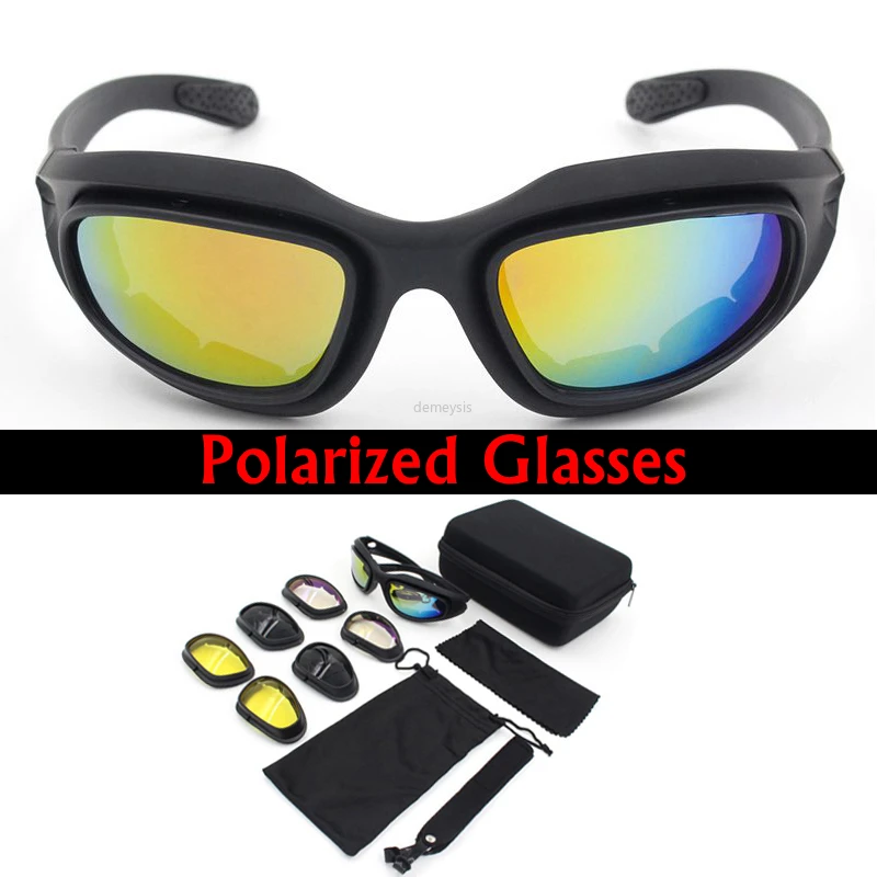 

4 Lens Military Airsoft Shooting Goggles Polarized Army Tactical Glasses UV Protection Bike Hunting Hiking Sunglasses Eyewear