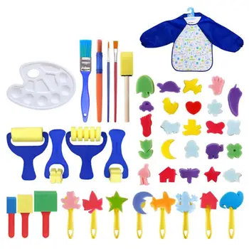 

46Pcs/set DIY Sponge Painting Brushes Roller Set Children Plastic Handle Kids Painting Graffiti Toys Art Drawing Roller Toy