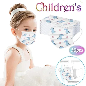 

Children's mask Disposable Face Mask Industrial 3-Layer Face Masks 50PC Dustproof Protective Kids Mask Navidad Fast Delivery#