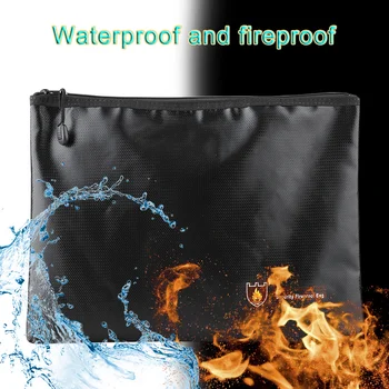 

Double Sided Fireproof Money Document File Bag Pouch Cash Bank Cards Passport Valuables Organizer Holder Safe Storage