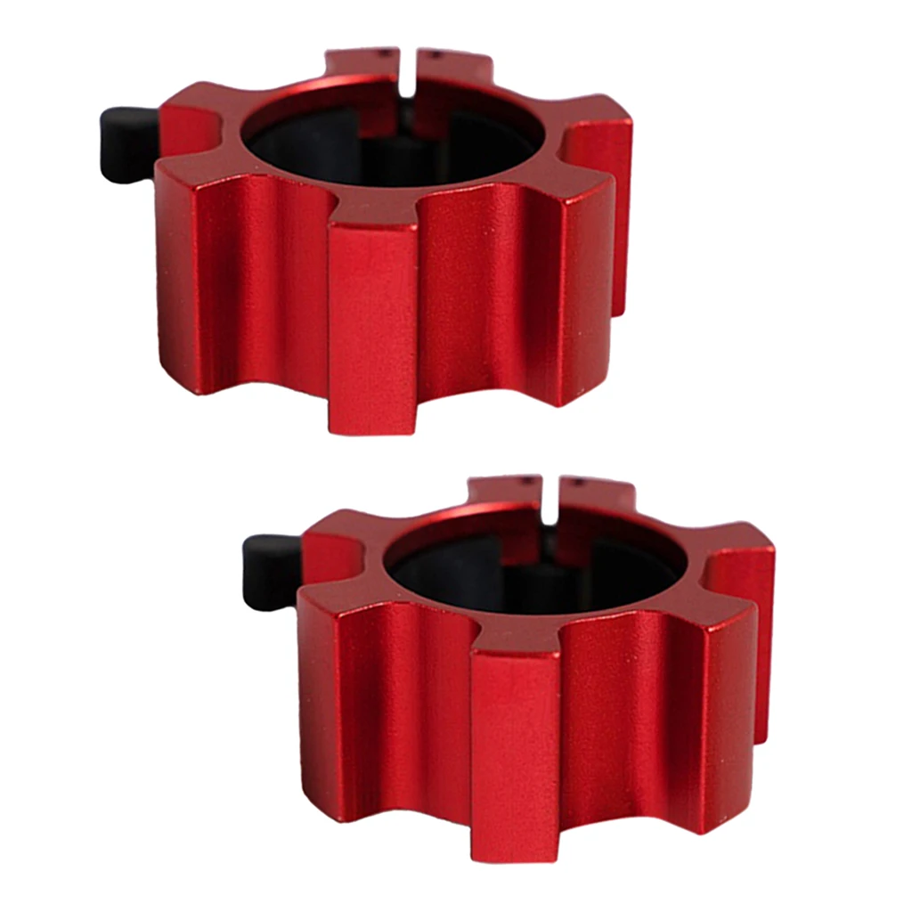2pcs Solid Dumbbell Clamp Collars Barbell Spin Lock Gym Weight Bar Clip Red