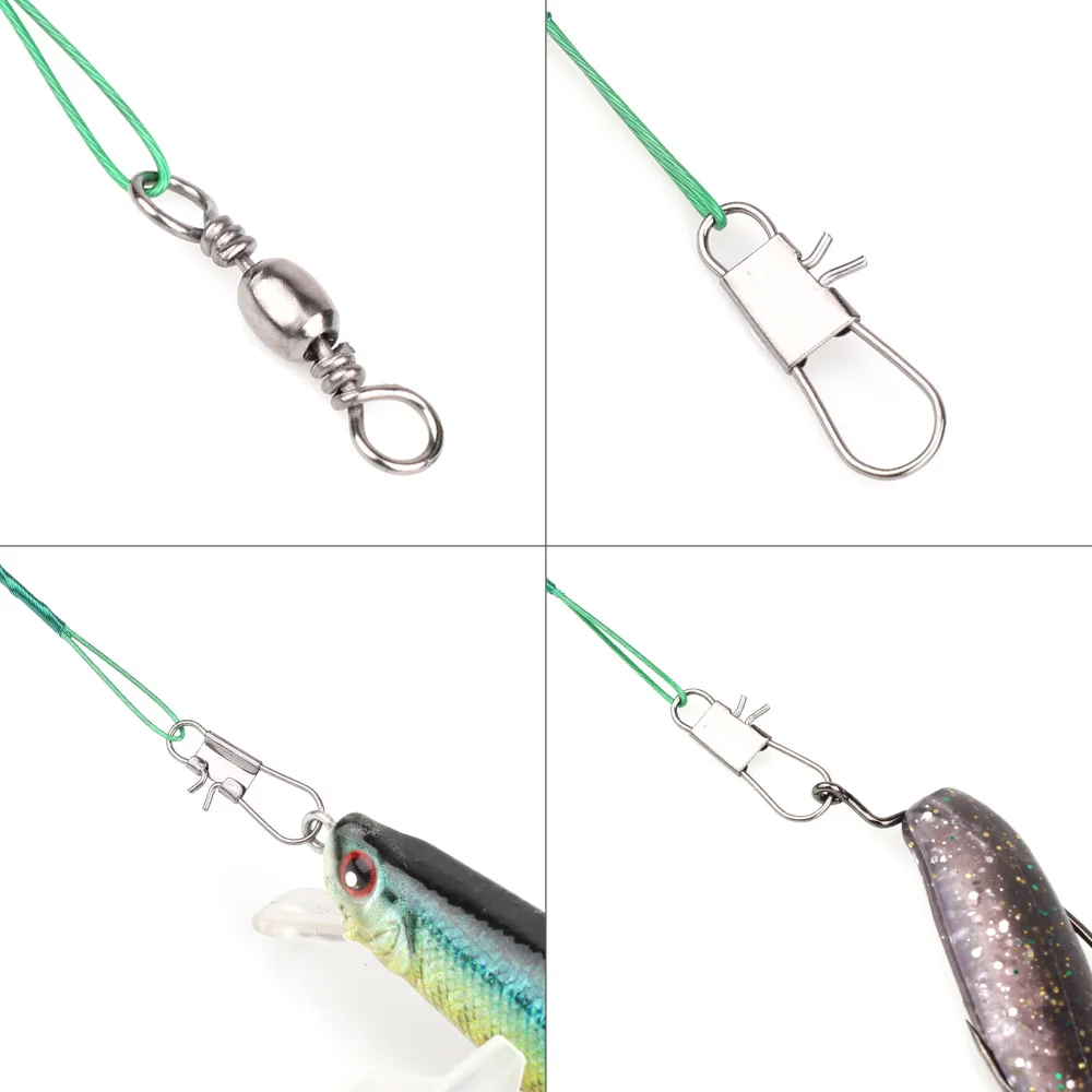 DONQL-60-pcs-Fishing-Leash-Anti-Bite-Steel-line-With-Swivel-Connector-Leader-Resistant-Tension-Fishing