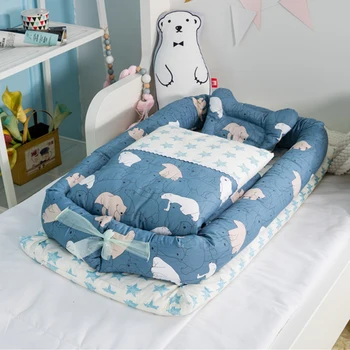 

Portable Baby Crib With Quilt Infant Toddler Cradle Cot For Newborn Nursery Travel Folding Baby Nest Baby Bed For Baby Care
