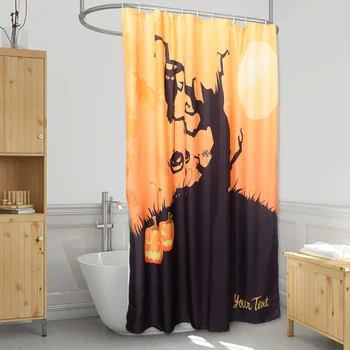 

1set Halloween Partition Curtain Waterproof Printed Shower (Assorted Color)