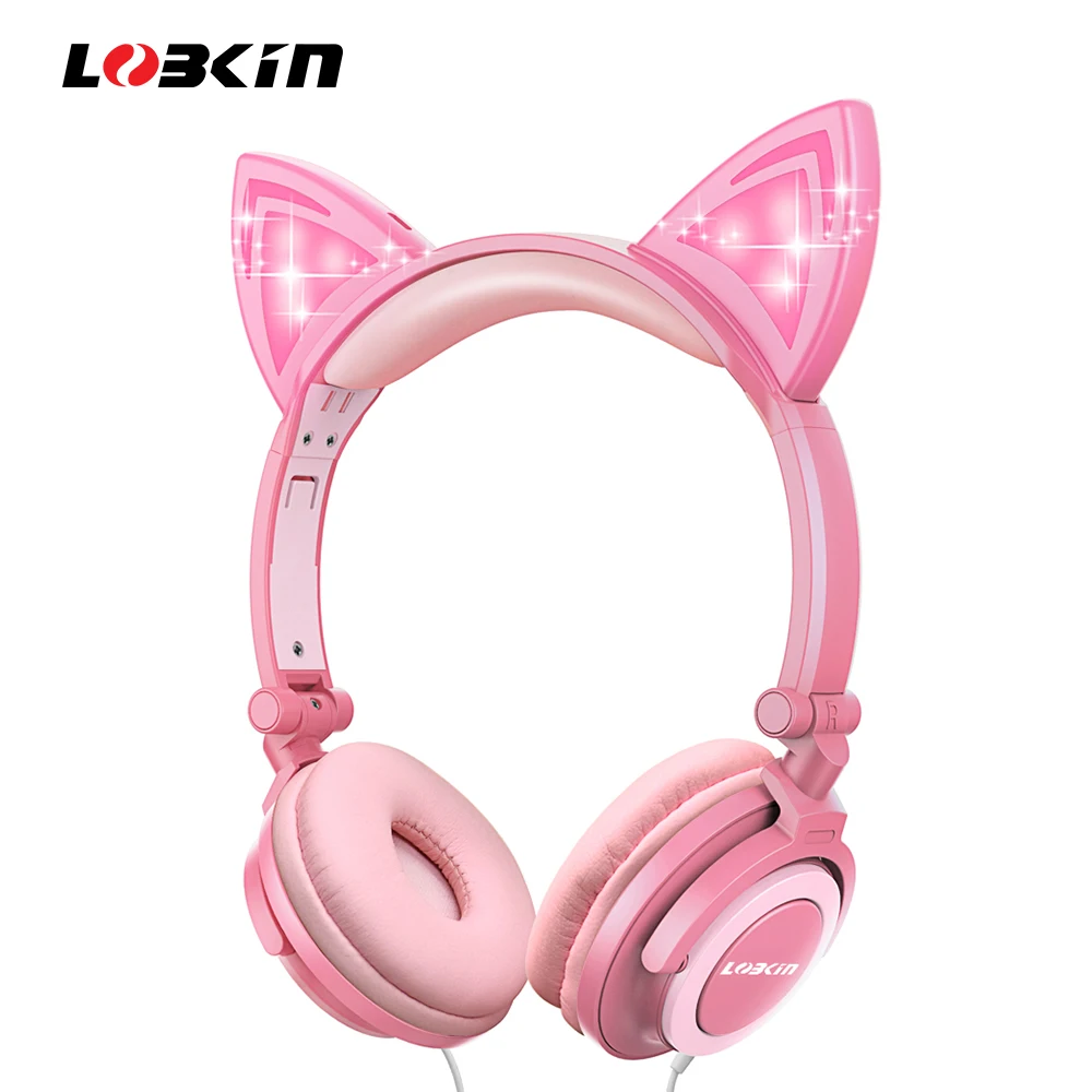 Wired Adjustable Headphone Girl Cat Ear LED Bluetooth Headset Kids Headphone Flashing 3 Glowing Stereo With original Box