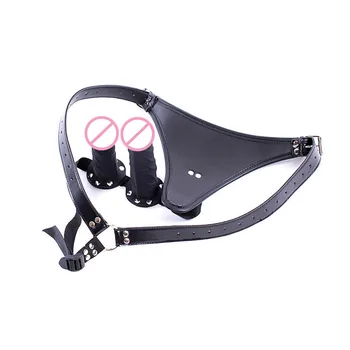 Women Masturbation Adjustable Leather Erotic Panties with Silicone Dildo and Anal Plug Sex Toys for Bdsm Bondage Adults Games 5