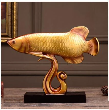 Европейский смоляной счастливый золотой дракон рыбный орнамент фэншуй домашняя гостиная мебель украшения клуб отель настольные фигурки ремесло - Цвет: style5-L