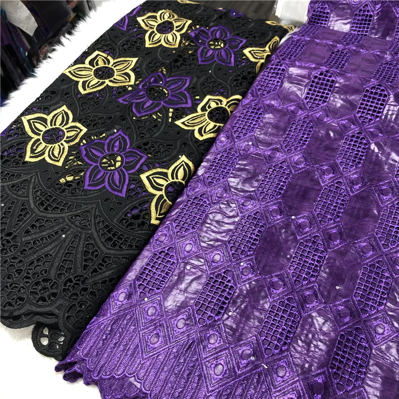 High quality real cotton lace 2.5+2.5yards/lot African style Swiss Dry with gold bazin riche fabric 2020 New arriva | Дом и сад