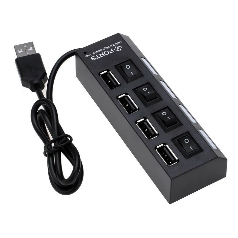 

Newest Plug and Play Slim & Light High Speed 4 Ports USB 2.0 Interface External Multi Expansion Hub with ON / OFF Switch