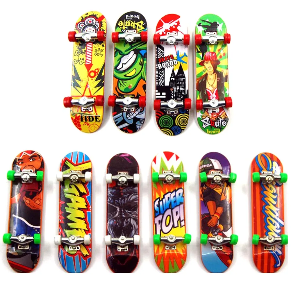 

Simulation Fingerboard Children Mini Alloy Bracket Professional Finger Skateboard Cool Pattern Print Finger Skateboard Kid Gifts