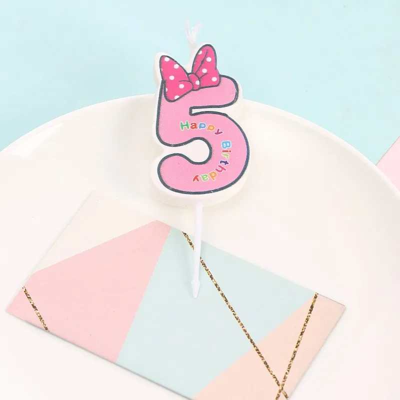 Номер на день рождения свечи 1 2 3 4 5 6 7 8 9 0 Микки и Минни Маус Мышь для детей с днем рождения свадебное Бабочка для праздника вечерние поставки - Цвет: Pink5