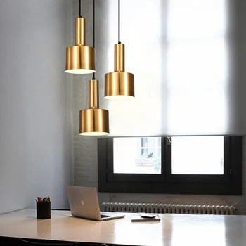 

Nordic Gold Bronze Pendant Light Postmodern Minimalist Restaurant Pendant Lamps Antique Metal Hanging Lamp Lighting Hotel Room