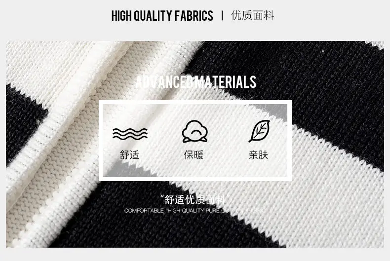 MuLs Brand Sweater Jacket Men Cotton Stand Collar Male Sweater Autumn Winter Stripe Sweatercoat Man knitwear 2019 New Asian Size 02