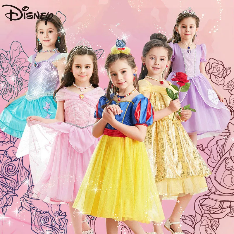 

Disney genuine fantasy cartoon autumn girl Aisha princess dress birthday gift mesh dress short sleeve surprise gift box