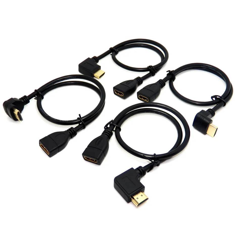 Кабель HDMI 90 градусов прямоугольный HDMI Мужской к HDMI Женский Кабель адаптер Разъем черный для DVD ТВ проектор 0,15 м 0,5 м