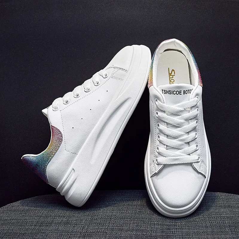 

White Shoes Women's Versatile Platform Thick Bottomed INS Trendy Shoes 2019 Autumn New Style McQueen Extra High Casual Board Sho