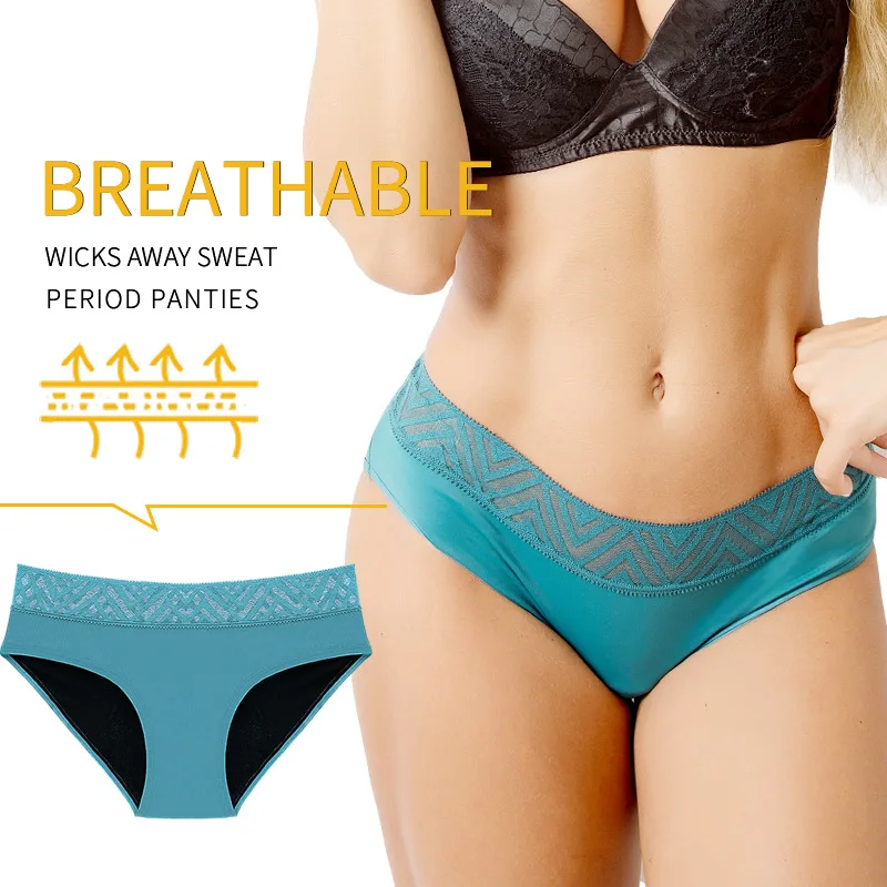 Menstrual Panties Leakproof Period Pants Sexy Hollow Out Women Underwear Four Layers Heavy Flow Underpants Period Briefs 4