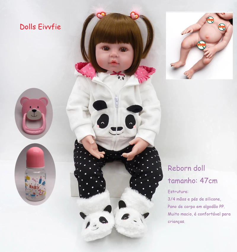Reality 19 Inches 48cm Bebe Reborn Entire Silicone Doll Girl Baby Curly Baby Rebirth Life Christmas Gift Children Bath Toys Dolls Aliexpress