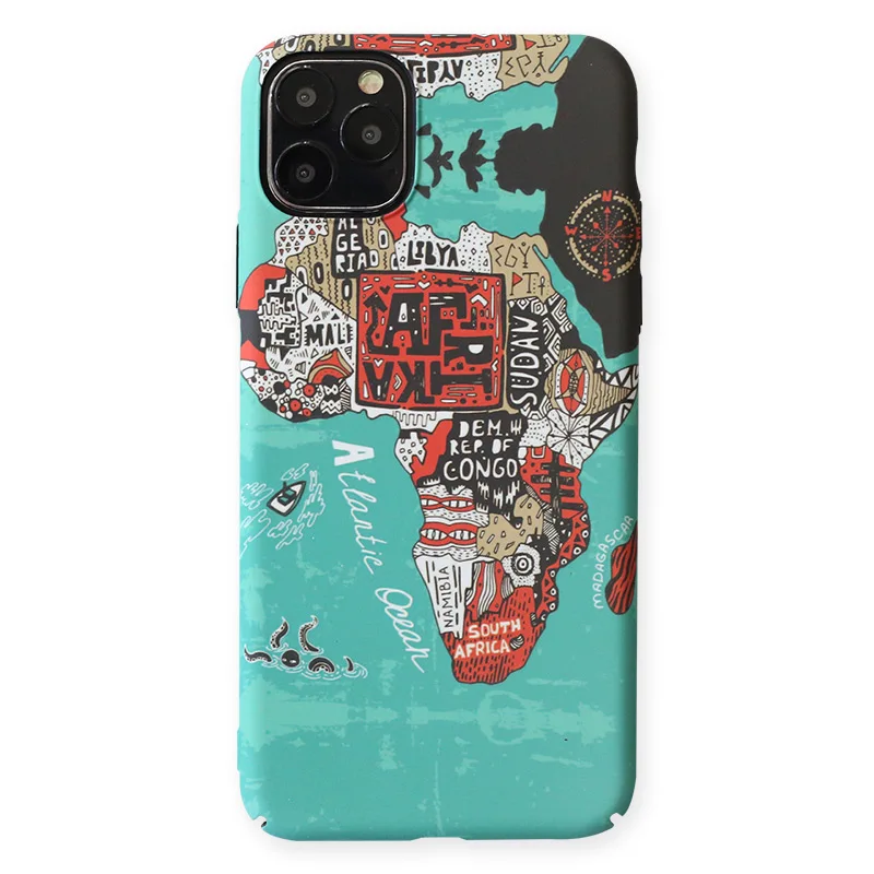 multicolor Africa map Plastic hard shell case For iphone 11 Pro max XR X XS MAX 6 6S 7 8 Plus cover case