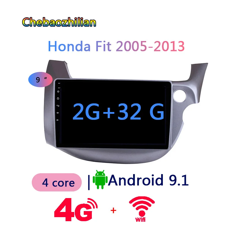 4G Android player 9 дюймов Android 9,1 для Honda Fit Jazz 2005-2013 правый руль автомобиля головное устройство мультимедийный плеер gps навигация радио WiFi 4G - Размер экрана, дюймов: 4G Android player