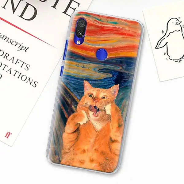 Забавный чехол для телефона Leonardo da Vinci MonaLisa Pat Cat для Redmi Note 5 6 7 8 Pro 8T S2 GO Redmi 7 7A 8A K20 Pro 6 6A 5 Plus Ha - Цвет: H08