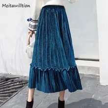30 цветов новая осенне-зимняя бархатная Женская юбка Женская высокая талия обтягивающая Женская плиссированная юбка модные школьные юбки