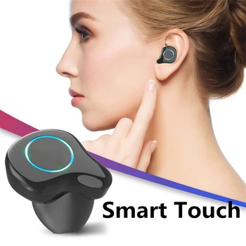 

Tws 5.0 Bluetooth Earphone R6 Sports Digital Display Contact Earphones In-Ear Deep Bass Sound With Smart Touch Control