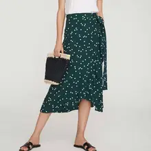 Весенние юбки в богемном стиле с высокой талией, летние женские юбки в горошек, асимметричная шифоновая юбка в стиле бохо, длинные юбки макси для женщин