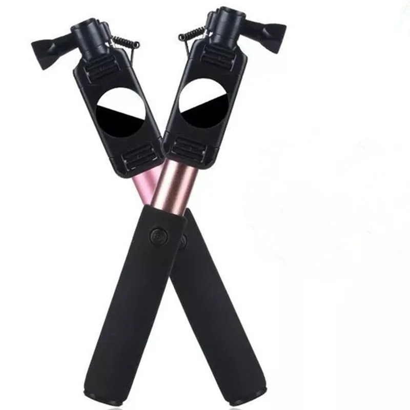 

New Style Aluminium Alloy Wire-controlled Selfie Stick Universal Handphone with Rear View Mirrors Selfie Stick Rotating Selfie S
