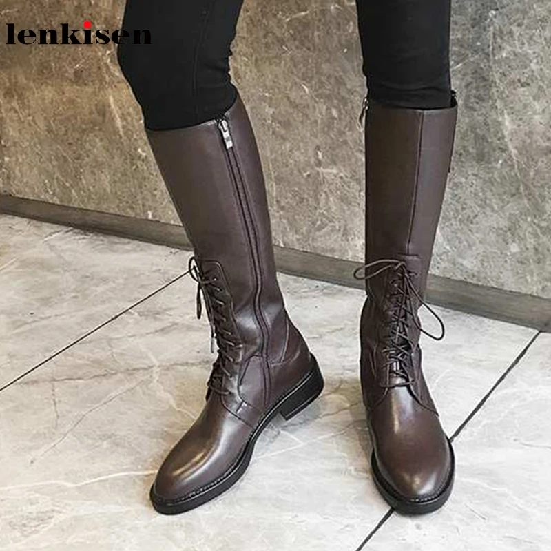 Винтажные сапоги для верховой езды Lenkisen из натуральной кожи на шнуровке с