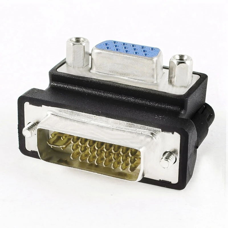 DVI-I 24+5 Pin Male to VGA 15 Female 90 Degree Convertor Adapter Black | Электроника