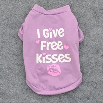 

Cartoon Dog Clothes Red Lip Clothing for Dogs Small Pet Outfits Cute Spring Summer Print Purple Girl Letter Ropa Para Perro