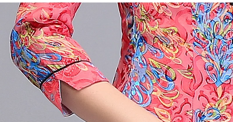 Китайский Топ Cheongsam, костюм Tang, топ с рукавом 3/4, Цветочная рубашка Cheongsam Qipao, топ из искусственного шелка, китайская блуза для женщин TA2184