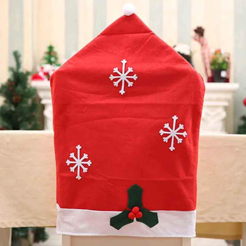 OOTDTY 5pc Christmas Decoration Non-woven Snowflake Chair Cover Seat Covers Dining Room Festival Decorations