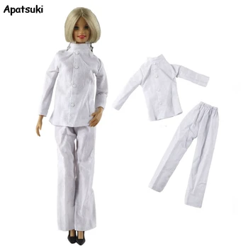 

White Set Clothes Long Sleeve Tops + Long Pants for Barbie Doll Outfits Cook Clothes DIY Cosplay Party Costume 1/6 BJD Doll Toys