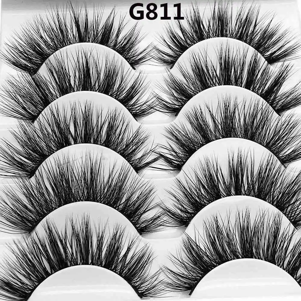 Eyelash variety selection 5 pairs of 3D mink hair false eyelashes thick small beam eyelashes natural cross - Цвет: G811