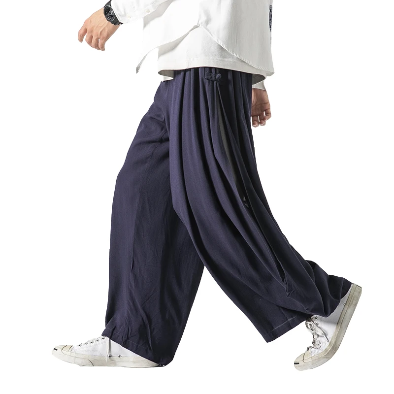 

Men's casual pants 2019 autumn new large size Chinese style double-layered bloomers Tang suit Tai Chi pants Harlan loose pants