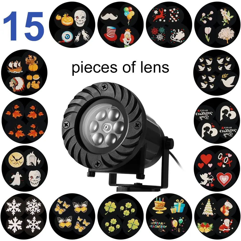 

ICOCO LED Landscape Projector Lights RF RC Spotlight Rotating Projection Light with 15 pcs Pattern Lens for Christmas Party